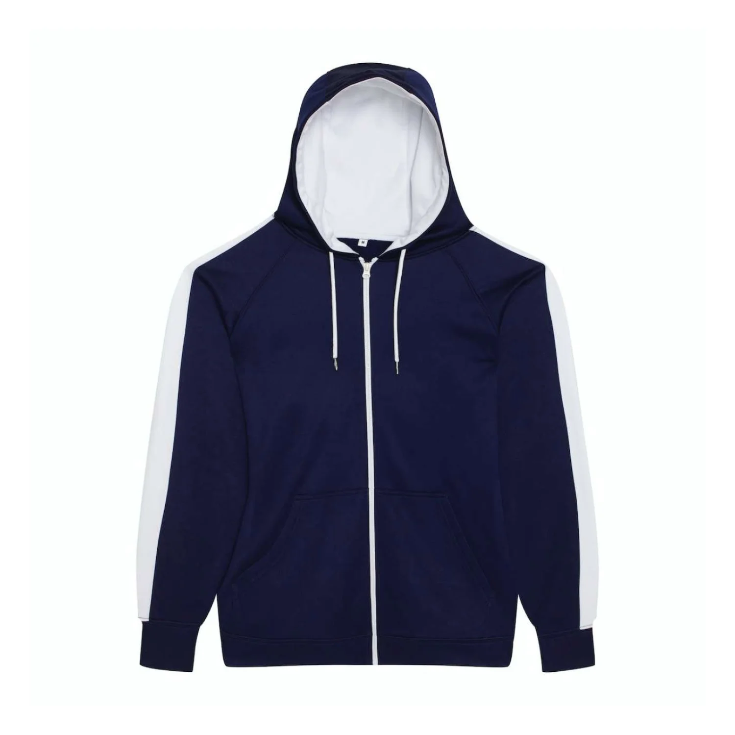 Just Hoods Sport poliészter cipzáras kapucnis pulóver pulóverek és kardigán Oxford Navy/Arctic White