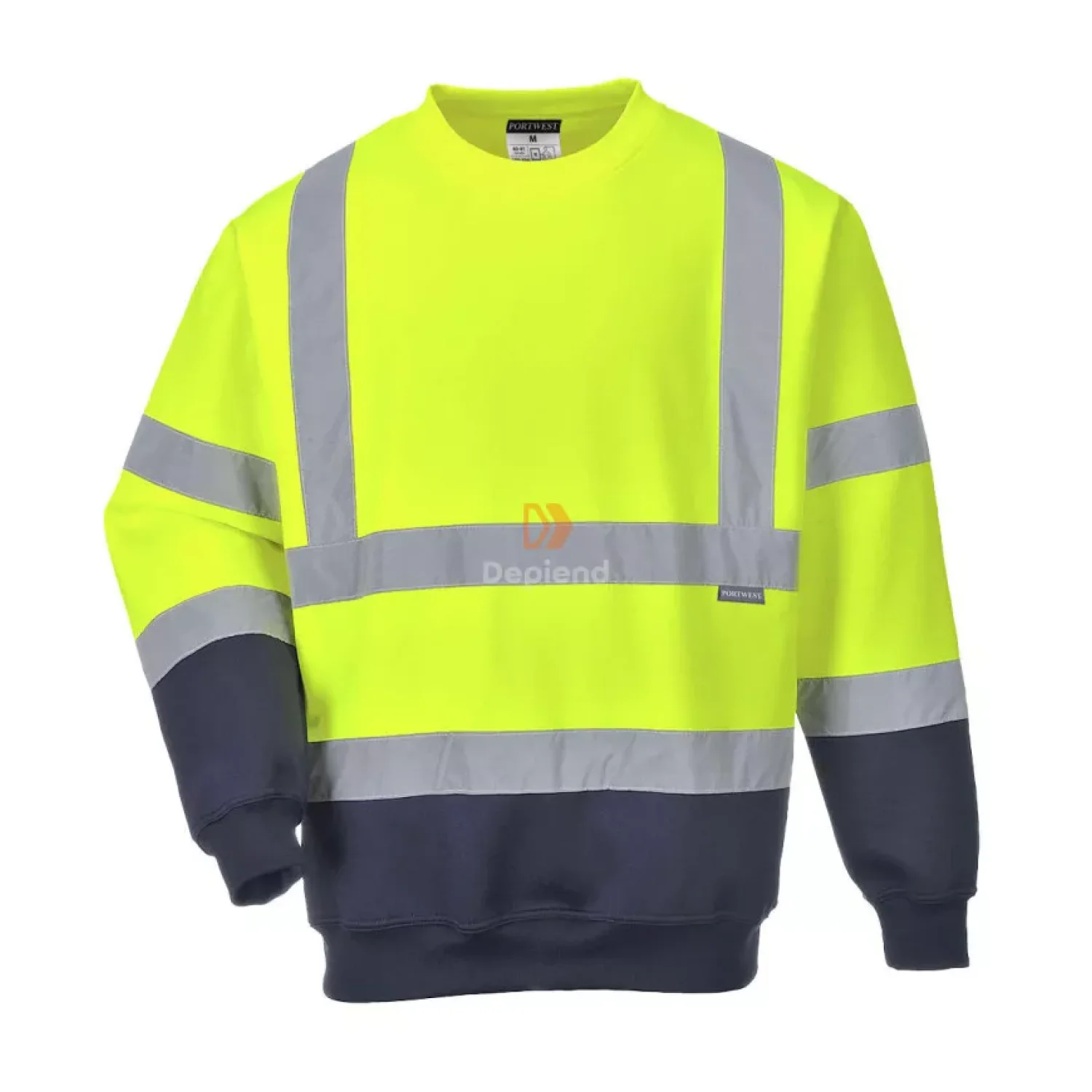 Portwest Kéttónusú Hivis pulóver sárga / tengerészkék
