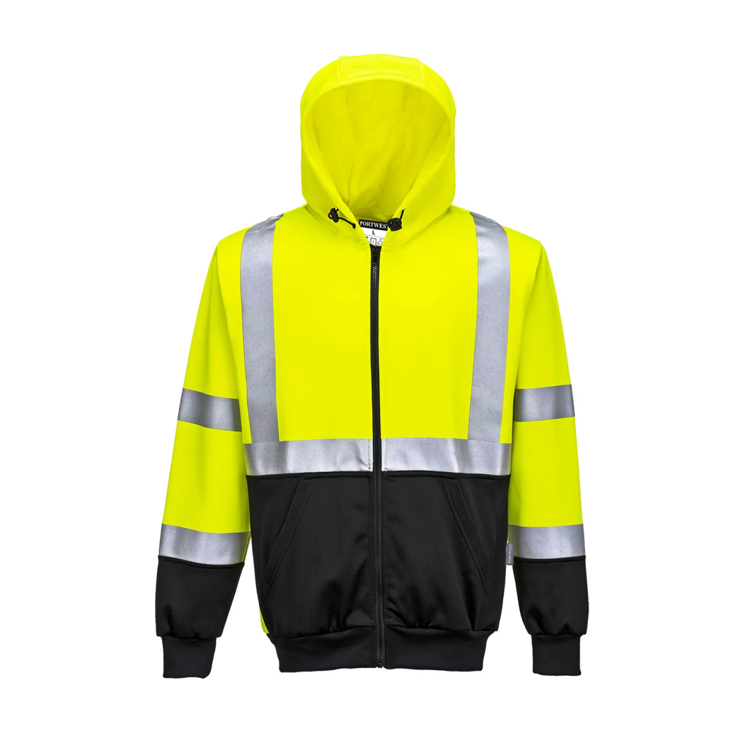 Portwest Hi-Vis kéttónusú kapucnis pulóver Sárga/Fekete