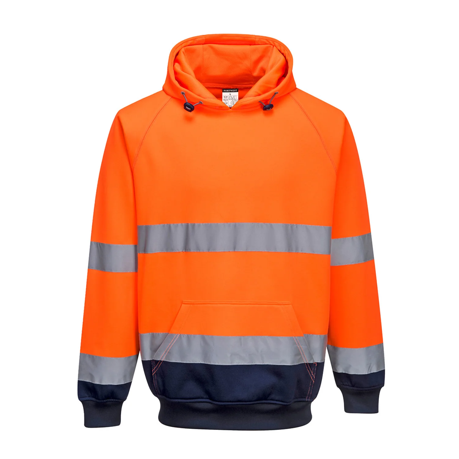 Portwest Kéttónusú kapucnis pulóver Narancs/Navy