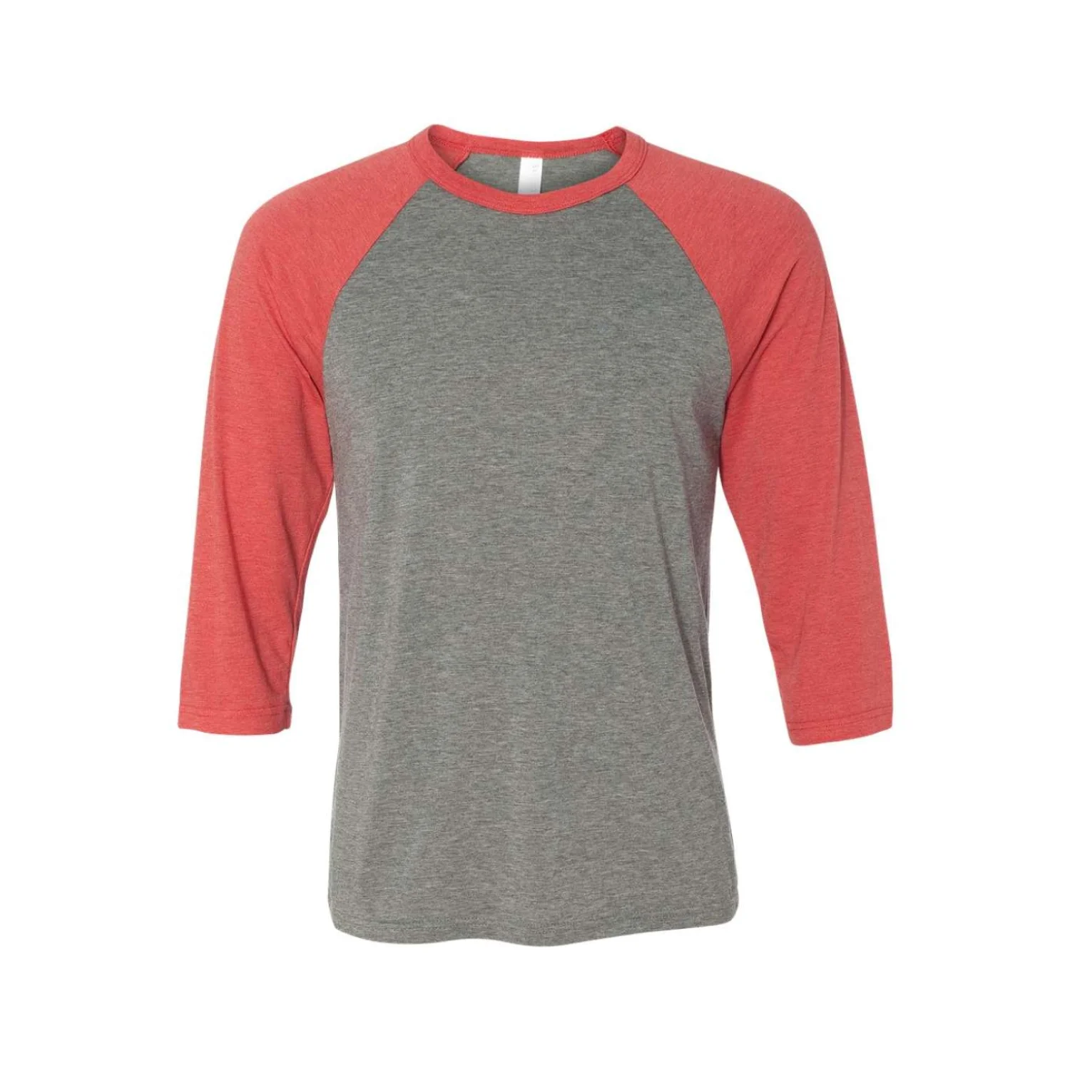 Bella Uniszex 3/4-ES ujjú baseball póló Grey/Red Triblend