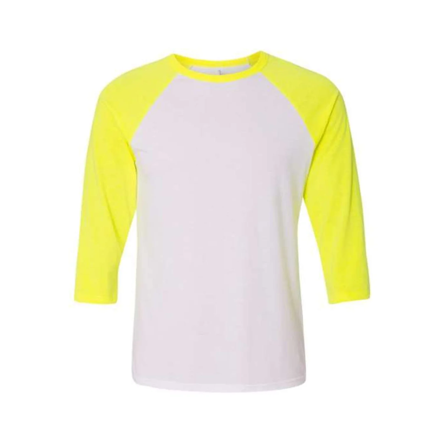 Bella Uniszex 3/4-ES ujjú baseball póló White/Neon Yellow