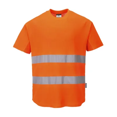 Portwest Hi-Vis pamut póló pamut hálós betétes póló S/S
