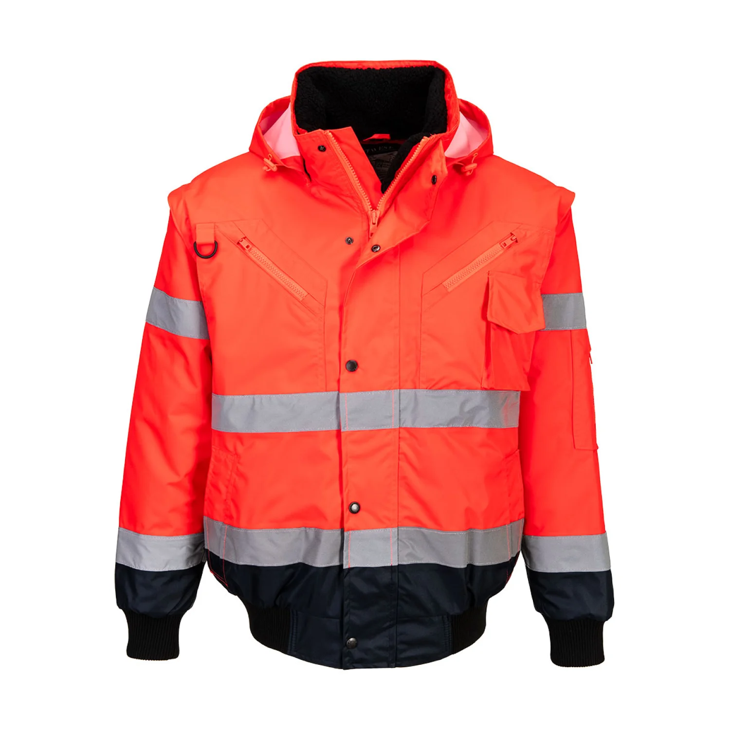 Portwest Hi-Vis 3 az 1-ben kontrasztos bomber dzseki Piros/Navy