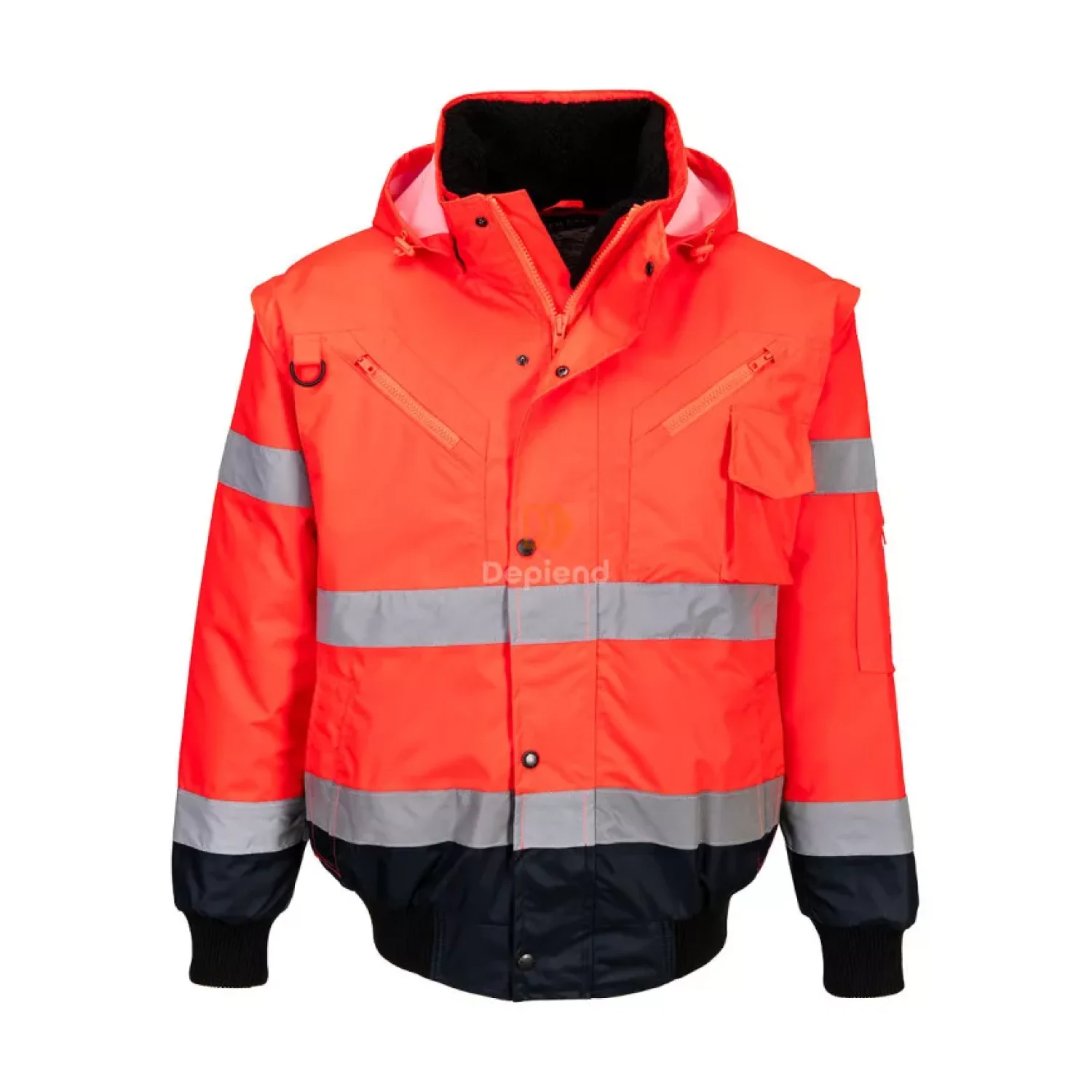 Portwest Hi-Vis 3 az 1-ben kontrasztos bomber dzseki piros/tengerészkék