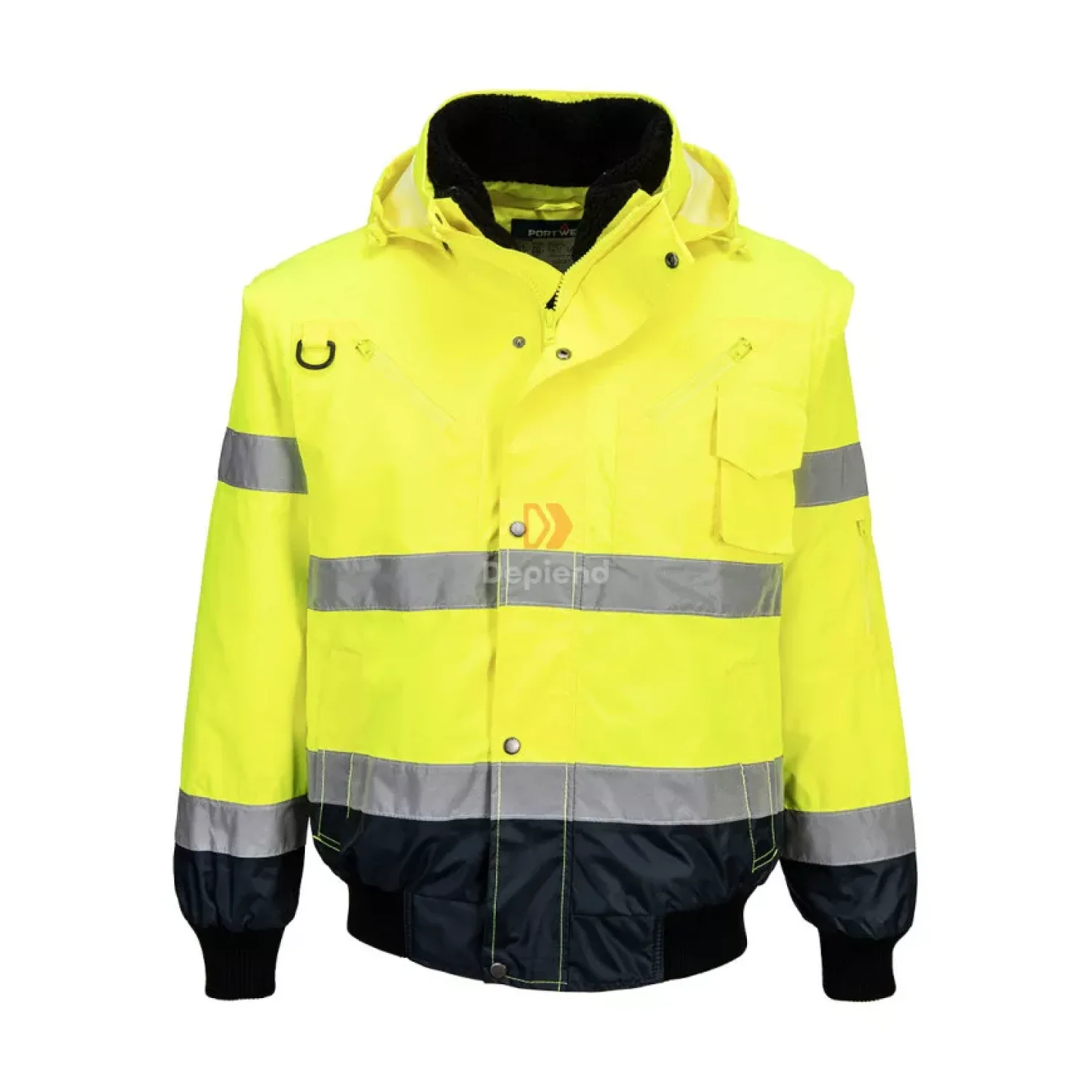 Portwest Hi-Vis 3 az 1-ben kontrasztos bomber dzseki sárga / tengerészkék