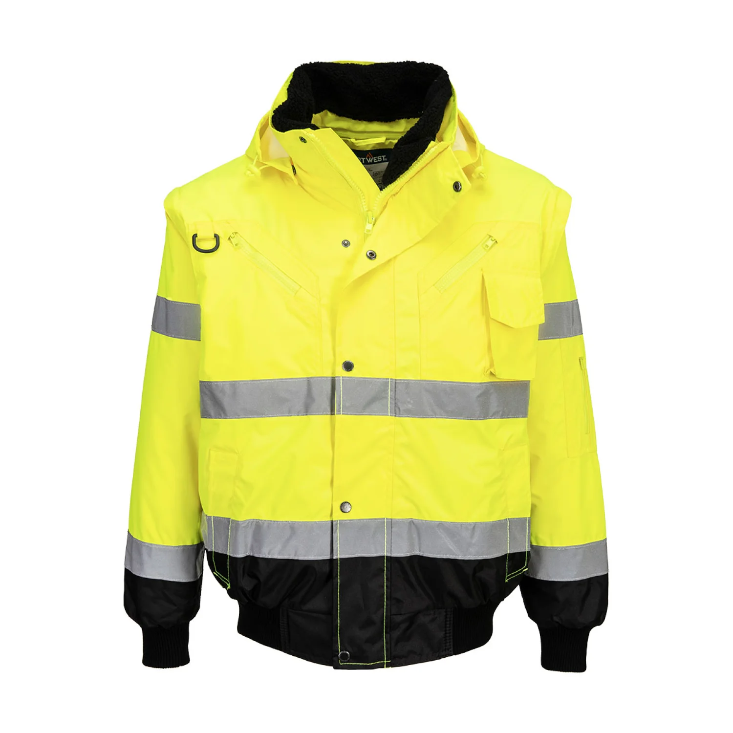 Portwest Hi-Vis 3 az 1-ben kontrasztos bomber dzseki Sárga/Fekete