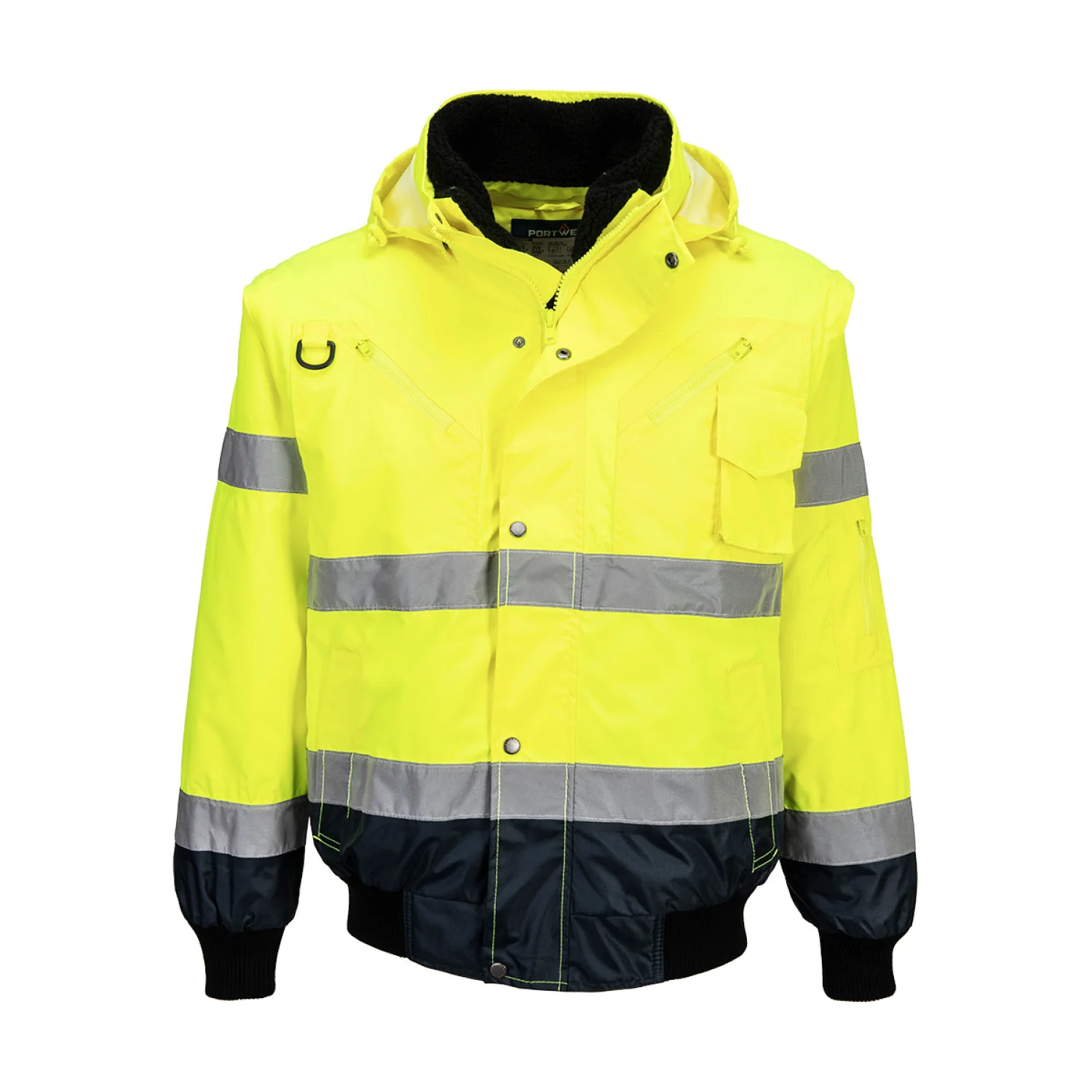Portwest Hi-Vis 3 az 1-ben kontrasztos bomber dzseki Sárga/Navy