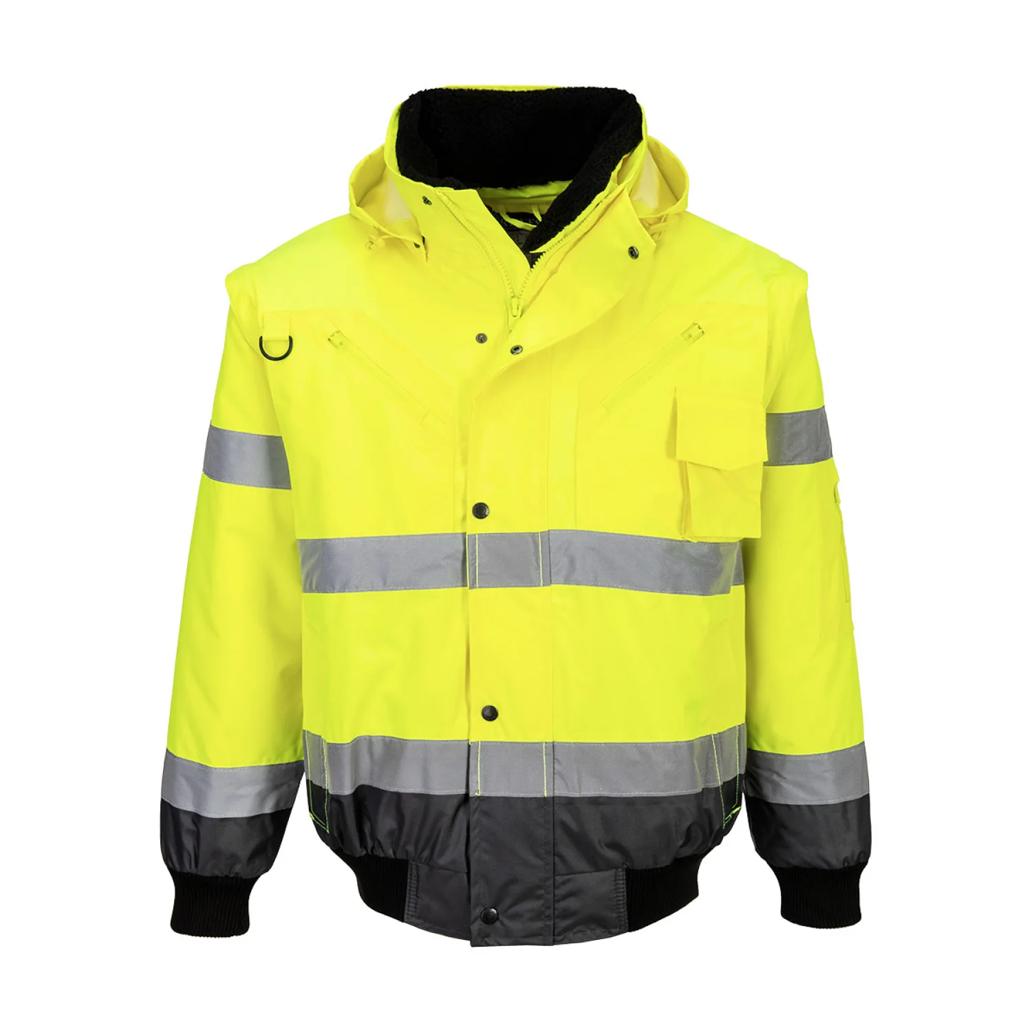 Portwest Hi-Vis 3 az 1-ben kontrasztos bomber dzseki Sárga/Szürke