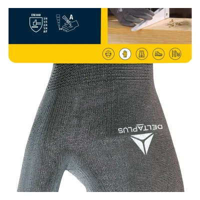 Delta Plus Kötött PES/PU kesztyű szürk