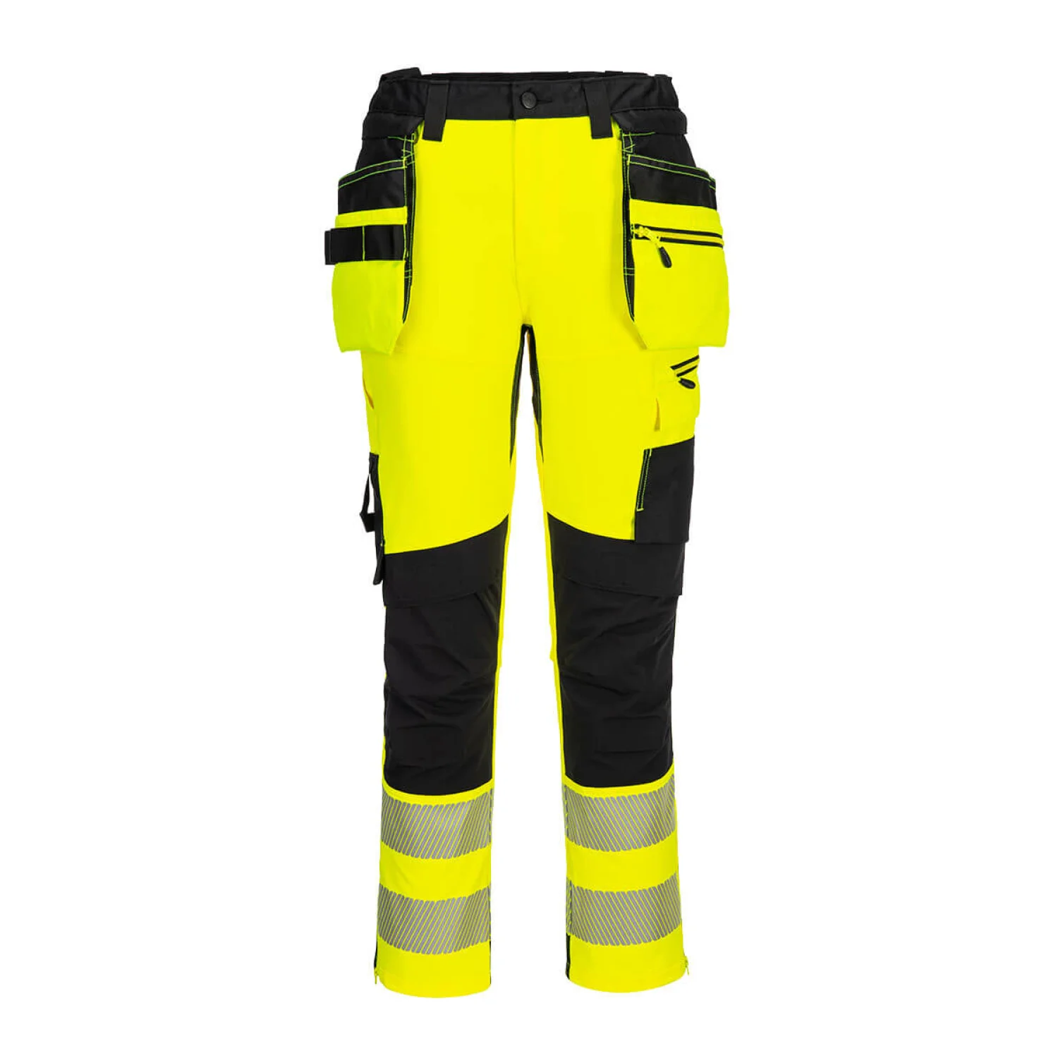Portwest DX4 Hi-Vis nadrág lezippzározható lengőzsebbel Sárga/Fekete