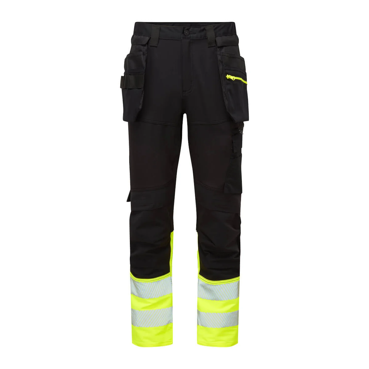 Portwest DX4 Hi-Vis nadrág lezippzározható lengőzsebbel Sárga/Fekete