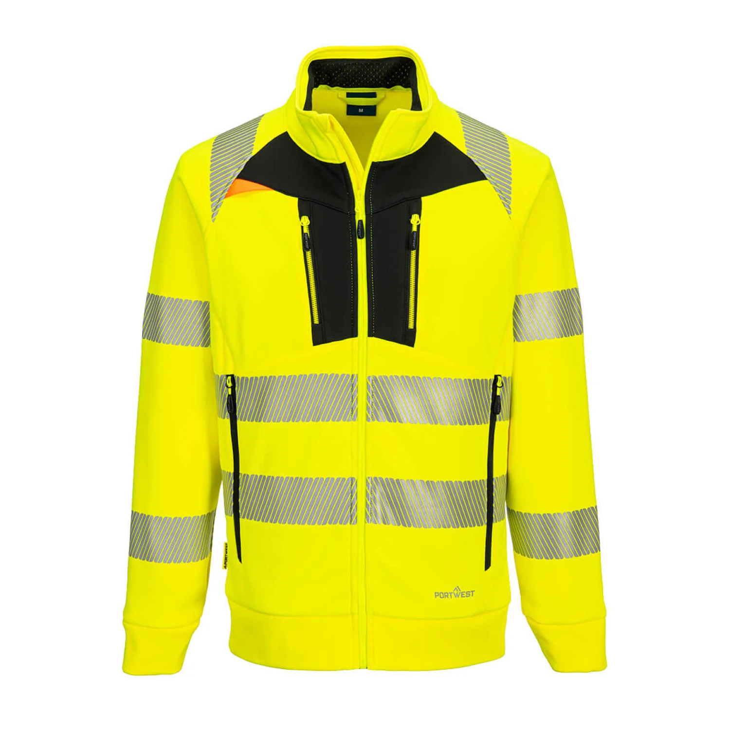 Portwest DX4 Hi-Vis kapucnis cipzáras pulóver Sárga/Fekete