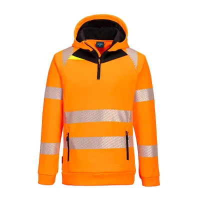 Portwest DX4 Hi-Vis 1/4 zippzáras kapucnis pulóver