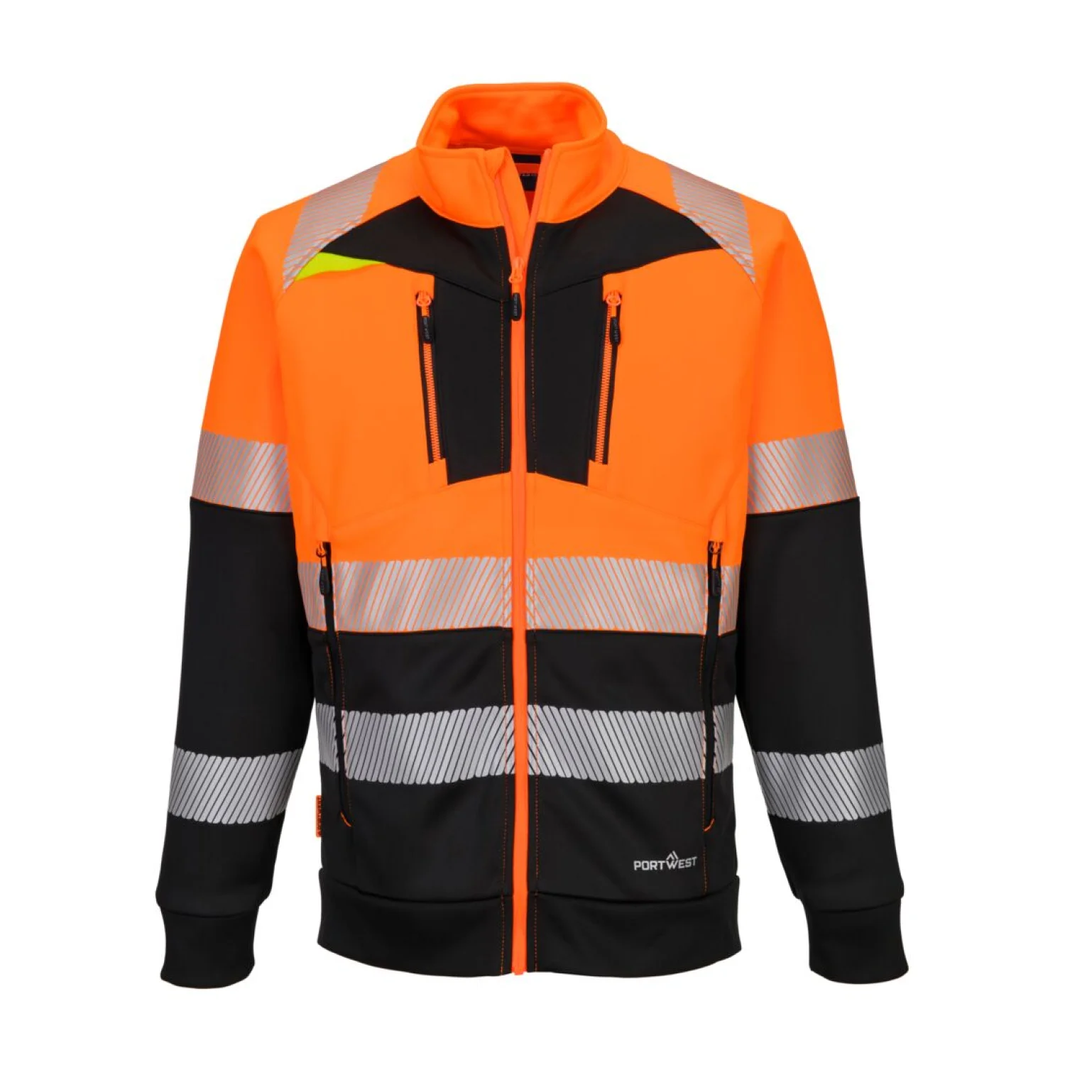 Portwest DX4 Hi-Vis Class 1 funnel nyakú cipzáras pulóver narancs/fekete