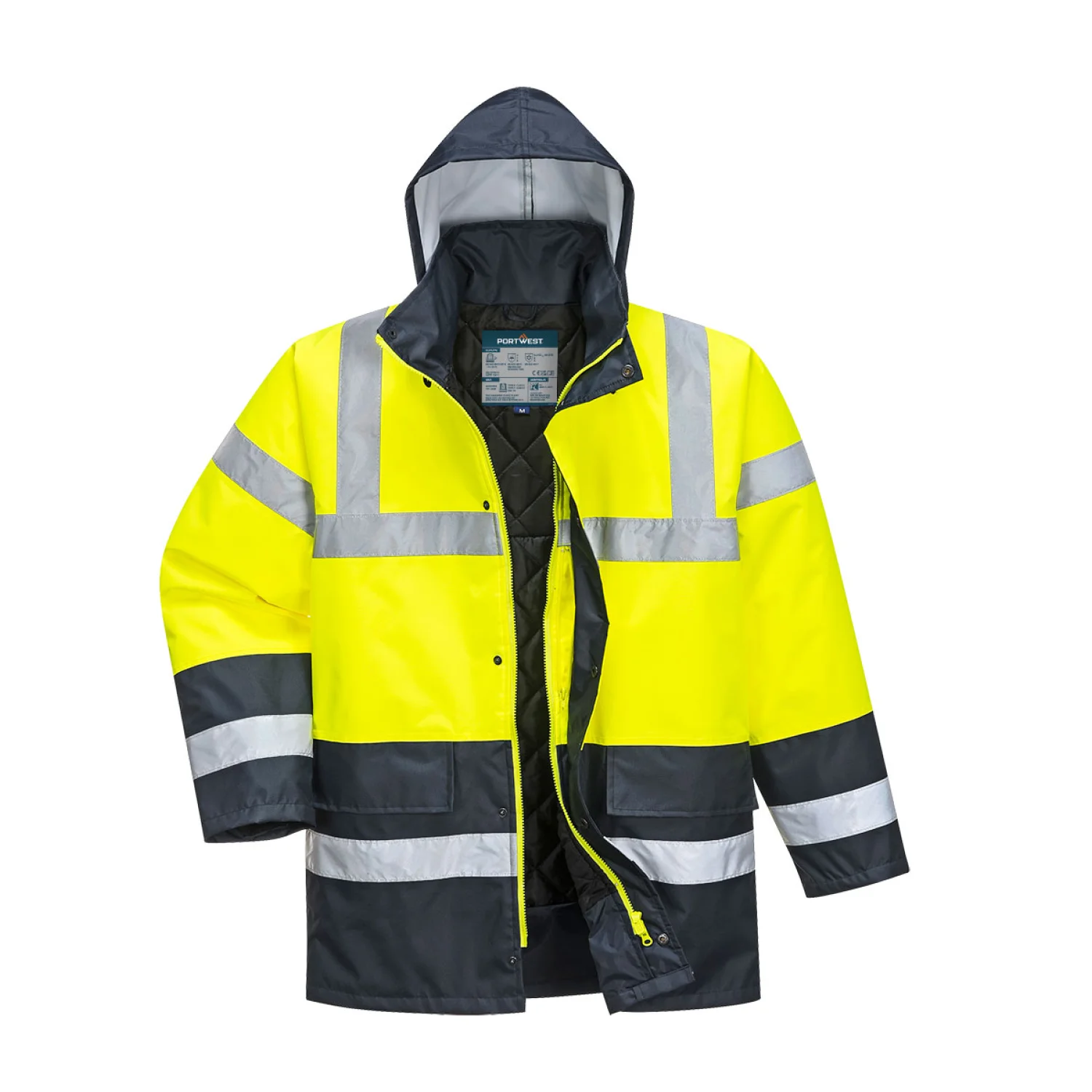 Portwest ES1 Essential Hi-Vis kéttónusú téli Traffic kabát Sárga/Navy