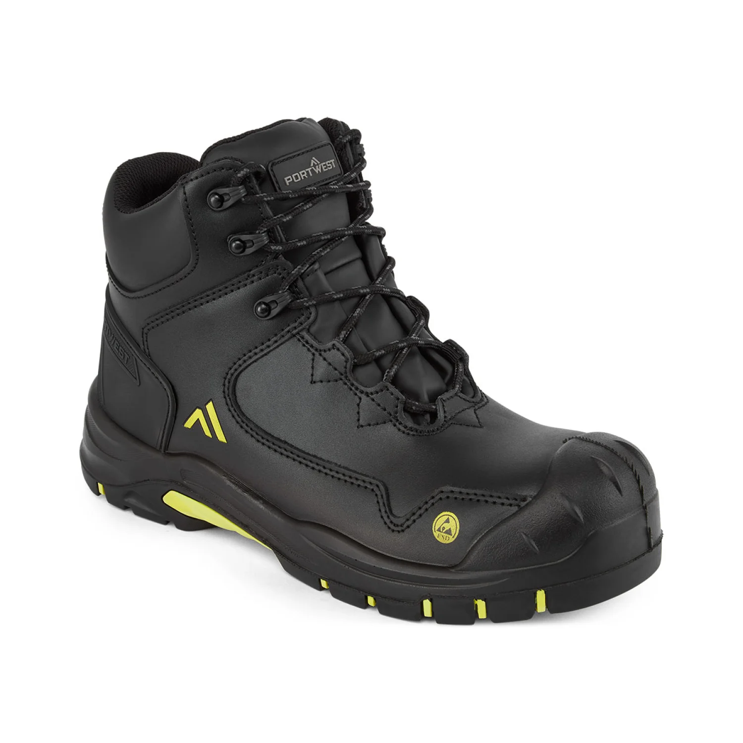 Portwest Apex ESD munkavédelmi bakancs S3S HRO SR SC FO S3S fekete/sárga