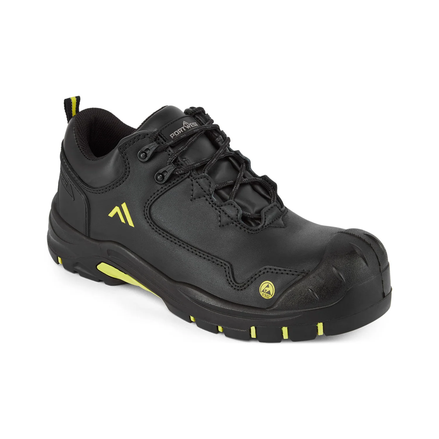 Portwest Apex munkavédelmi félcipő ESD S3S HRO SR SC FO S3S fekete/sárga