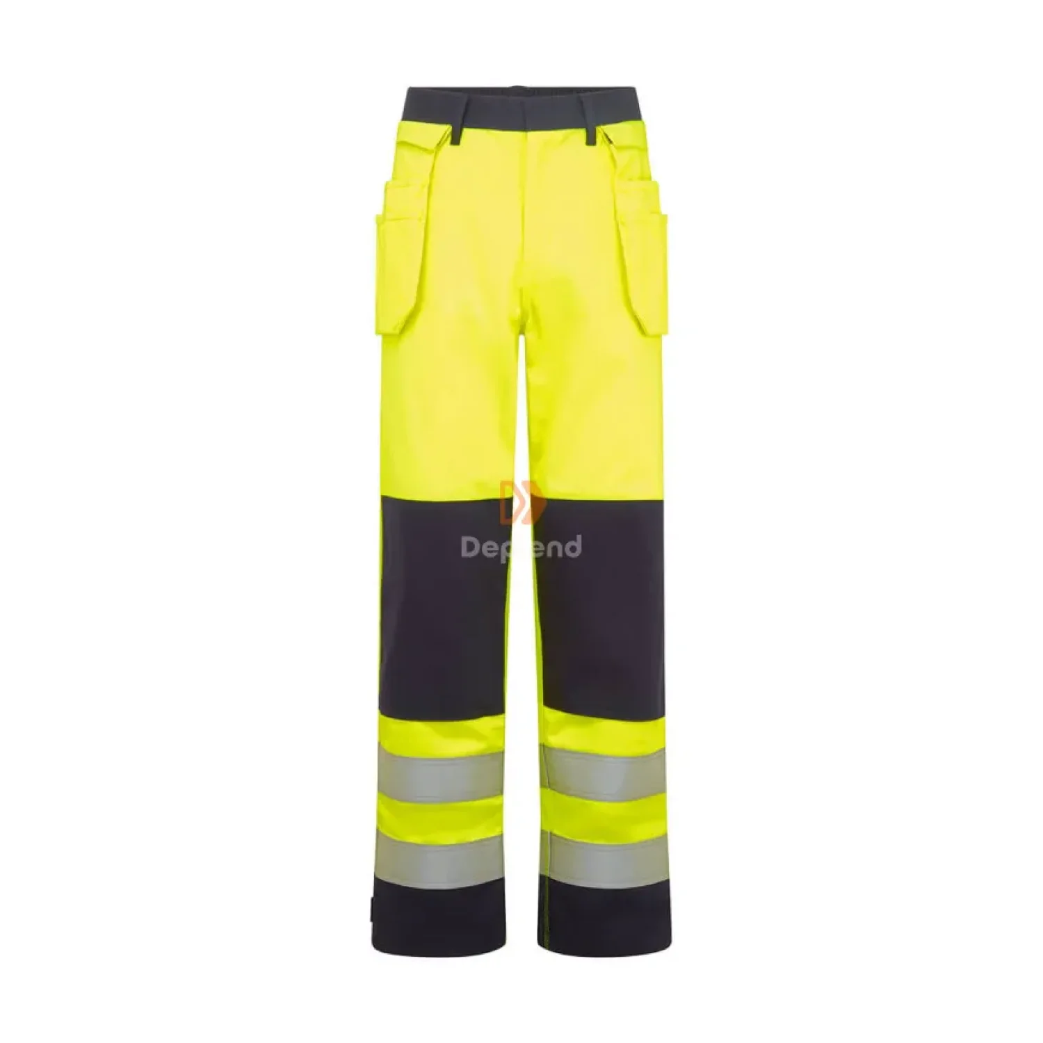 Portwest Bizflame Work Hi-Vis Contrast FR lengőzsebes nadrág sárga/tengerészkék