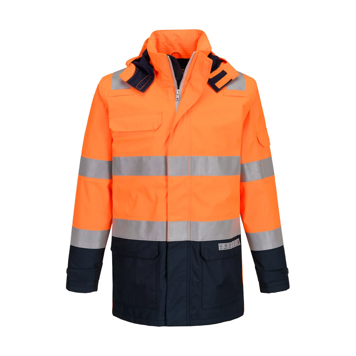 Portwest Bizflame Rain+ Hi-Vis Light Arc lángálló kabát Narancs/Navy
