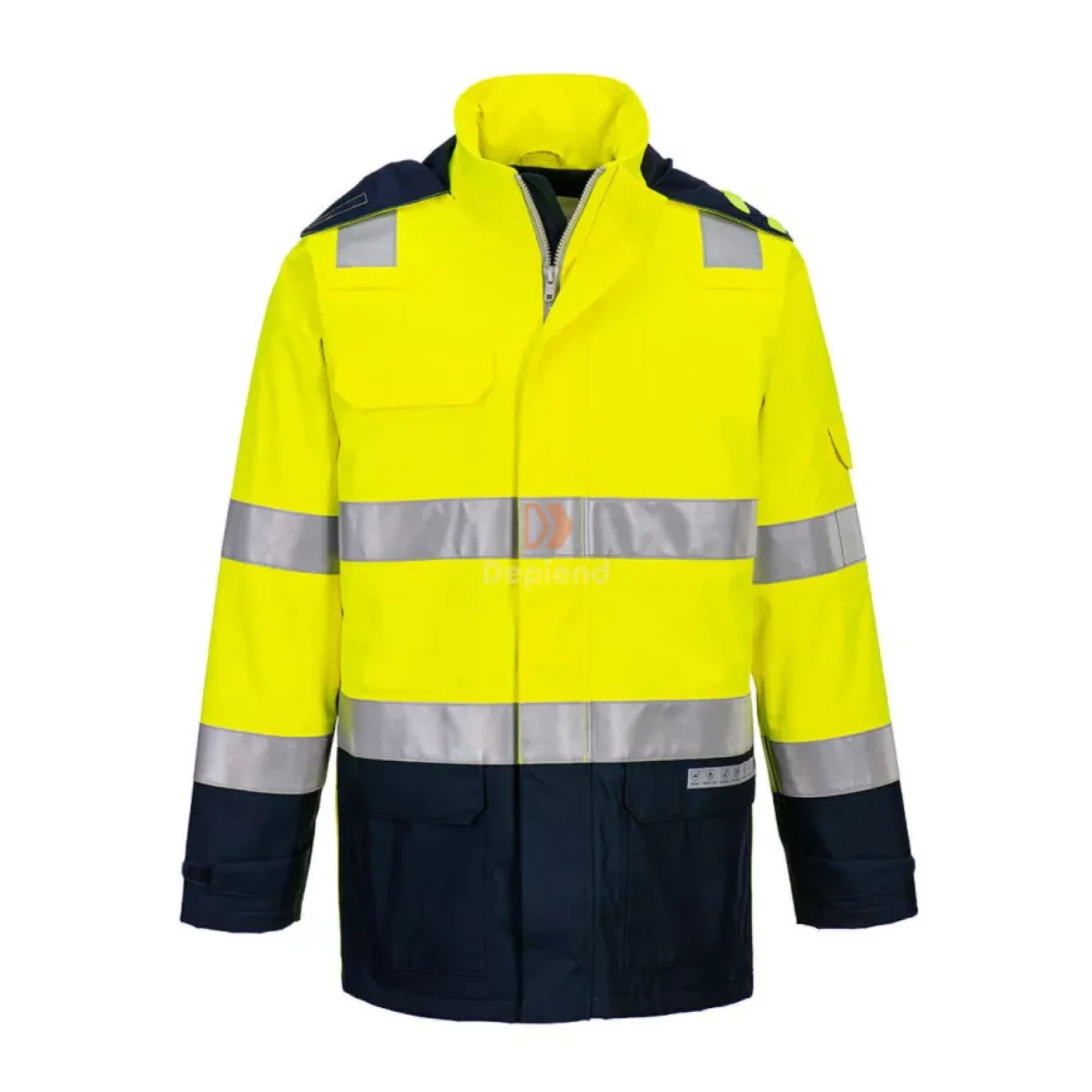 Portwest Bizflame Rain+ Hi-Vis Light Arc lángálló kabát sárga / tengerészkék