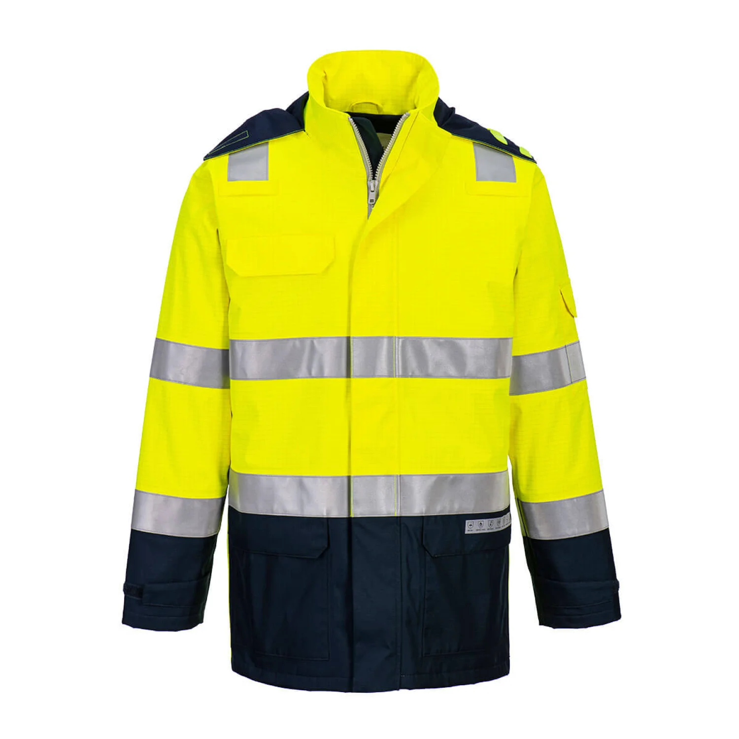 Portwest Bizflame Rain+ Hi-Vis Light Arc lángálló kabát Sárga/Navy