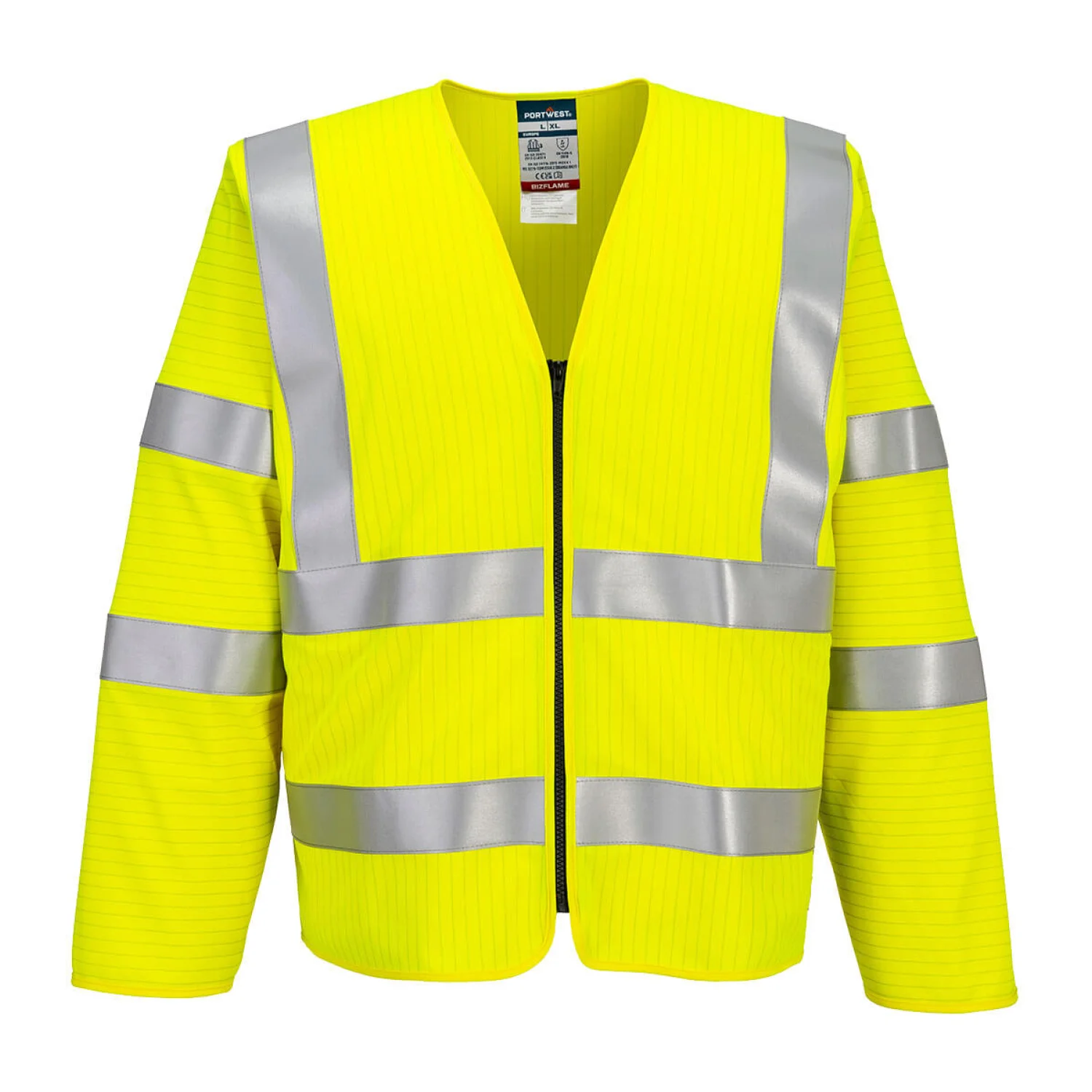 Portwest Bizflame Hi-Vis lángálló cipzáras mellény sárga