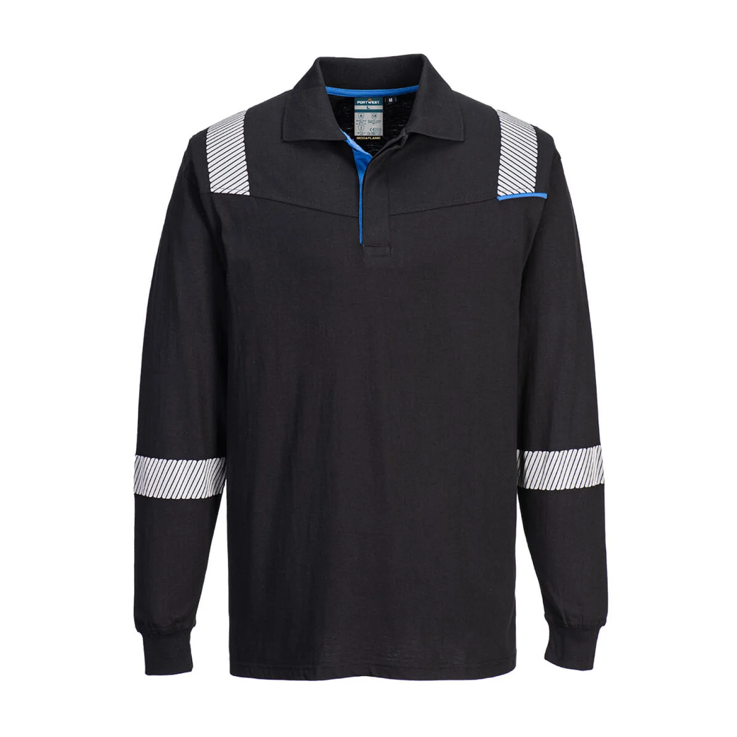 Portwest WX3 Flame Resistant Long Sleeve Polo fekete