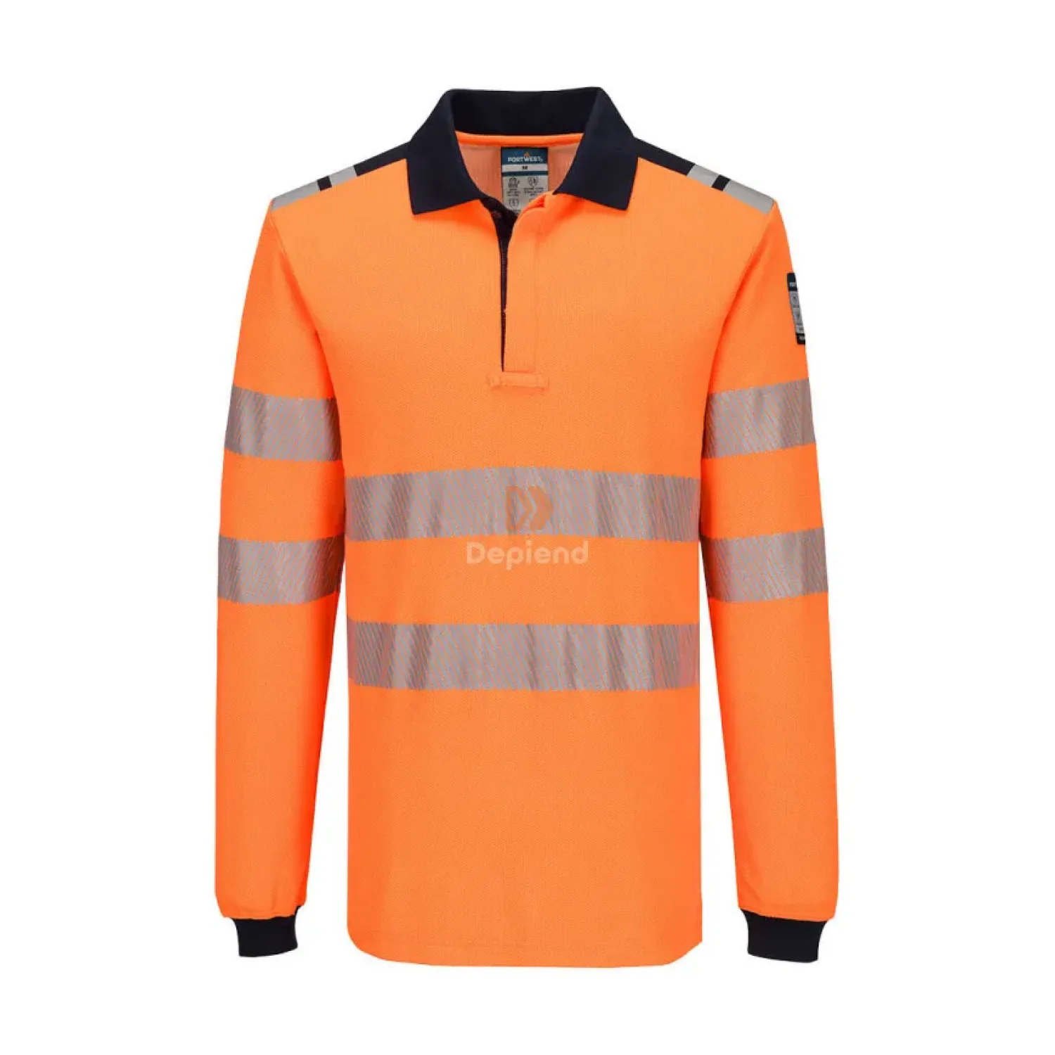 Portwest PW3 Modaflame Knit HVO FR lángálló hosszú ujjú pólóing narancs/tengerészkék