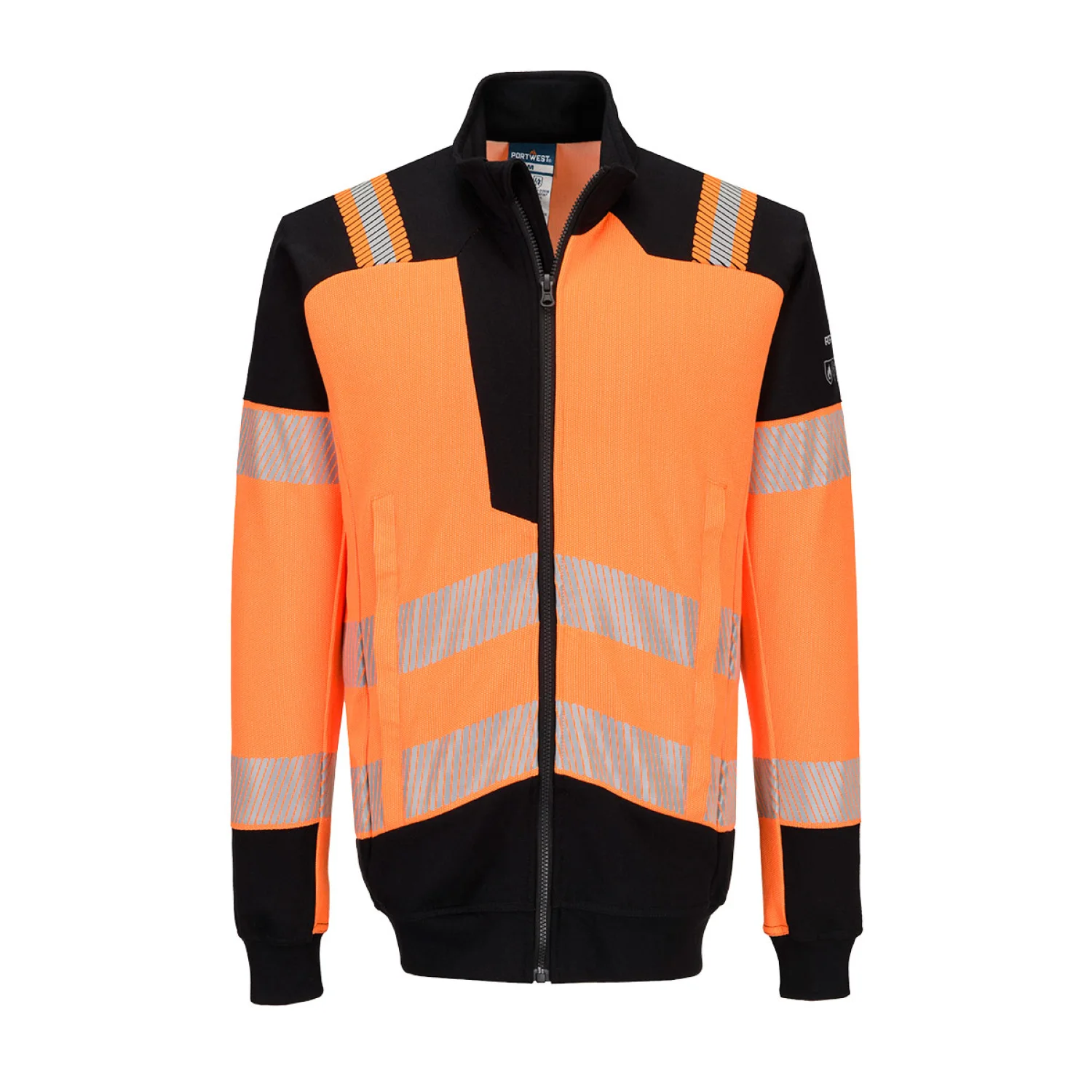 Portwest PW3 Modaflame Knit Hi-Vis lángálló cipzáras pulóver narancs/fekete