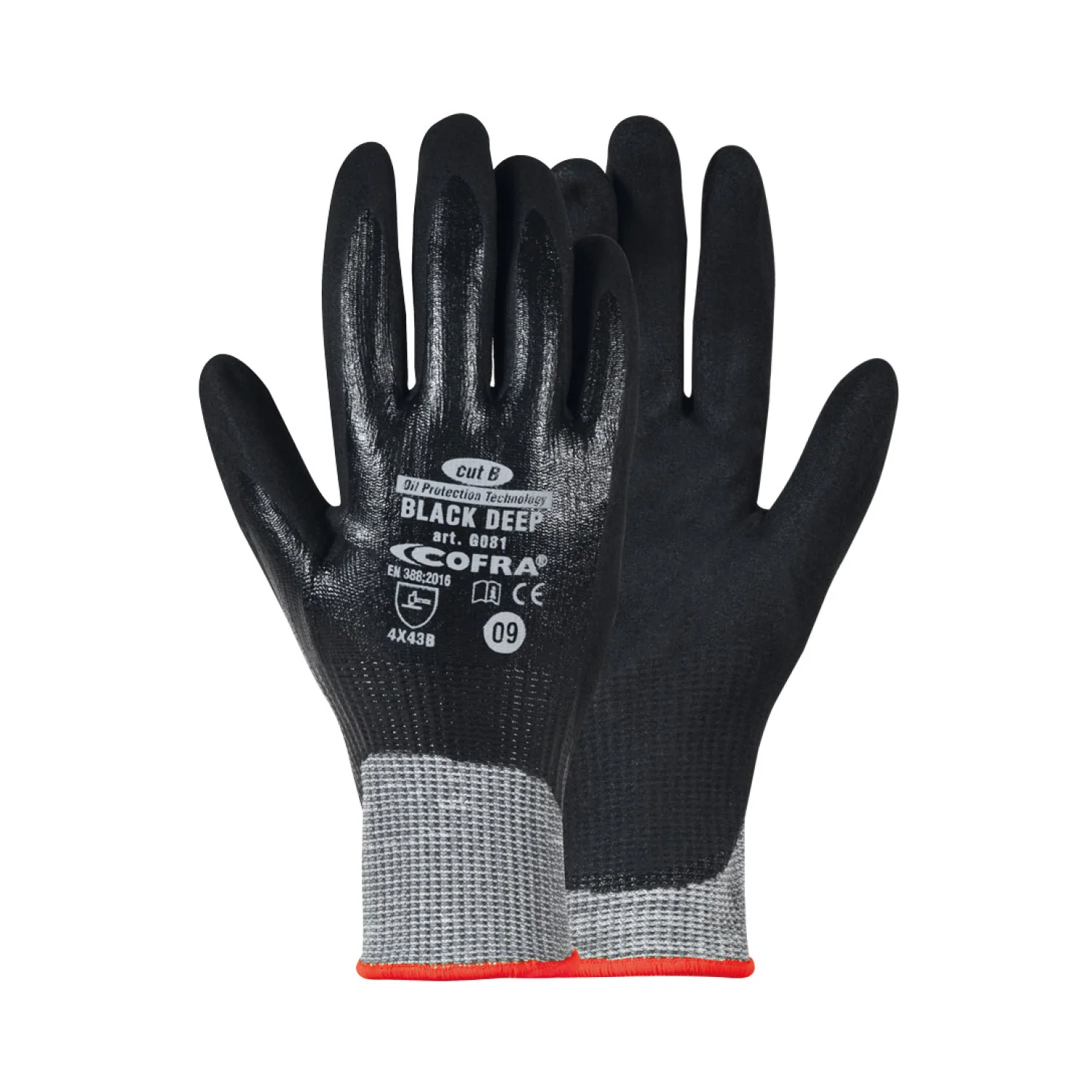 COFRA Black deep TUCAT/PÁR FEKETE/FEKETE vágásbiztos nitril mártott kesztyű