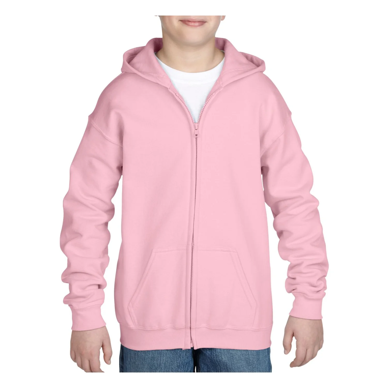 Gildan Heavy BLEND™ gyermek végig cipzáras kapucnis pulóver pulóverek és kardigán Light Pink