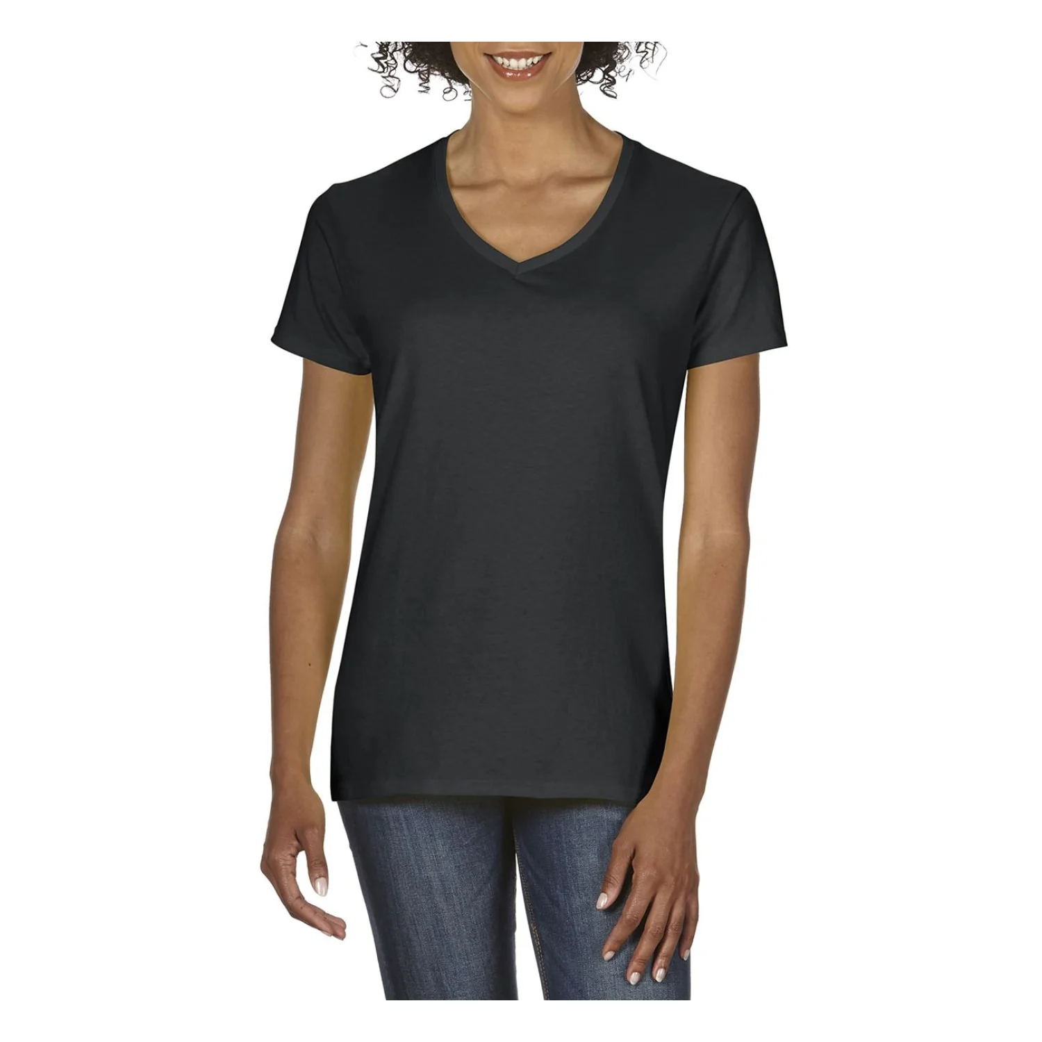 Gildan Premium COTTON®NŐI v-nyakú póló Black