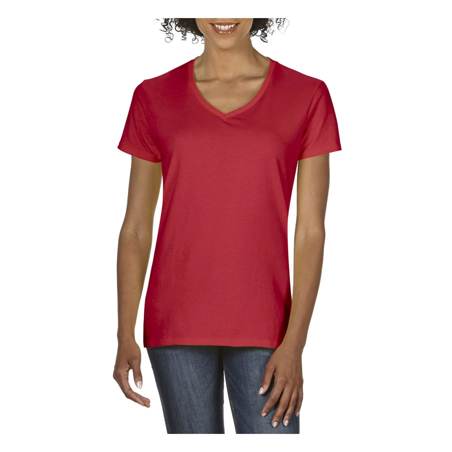 Gildan Premium COTTON®NŐI v-nyakú póló Red