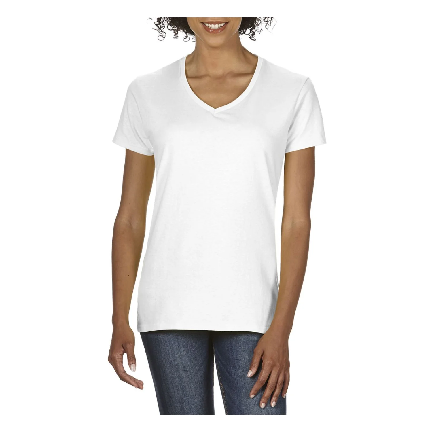 Gildan Premium COTTON®NŐI v-nyakú póló White