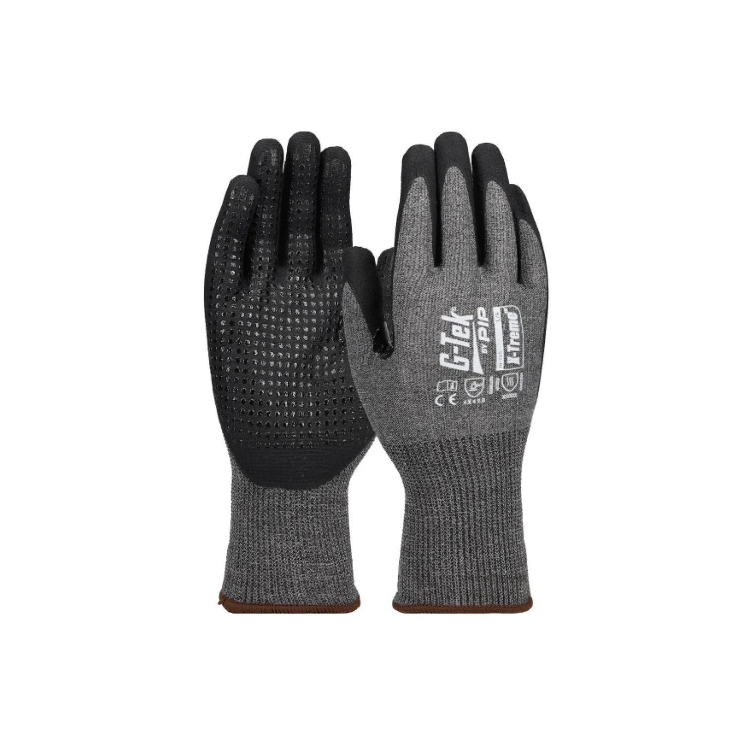 Gtek G-TEK X-Treme kötött, nitril tenyérmártott, pontozott munkavédelmi kesztyű fekete/szürke