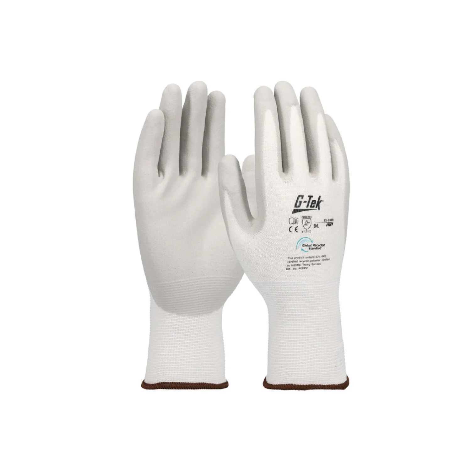 Gtek G-TEK 3RX spandex/újrahasznosított poliészter, nitril tenyérmártott munkavédelmi kesztyű szürke/fehér