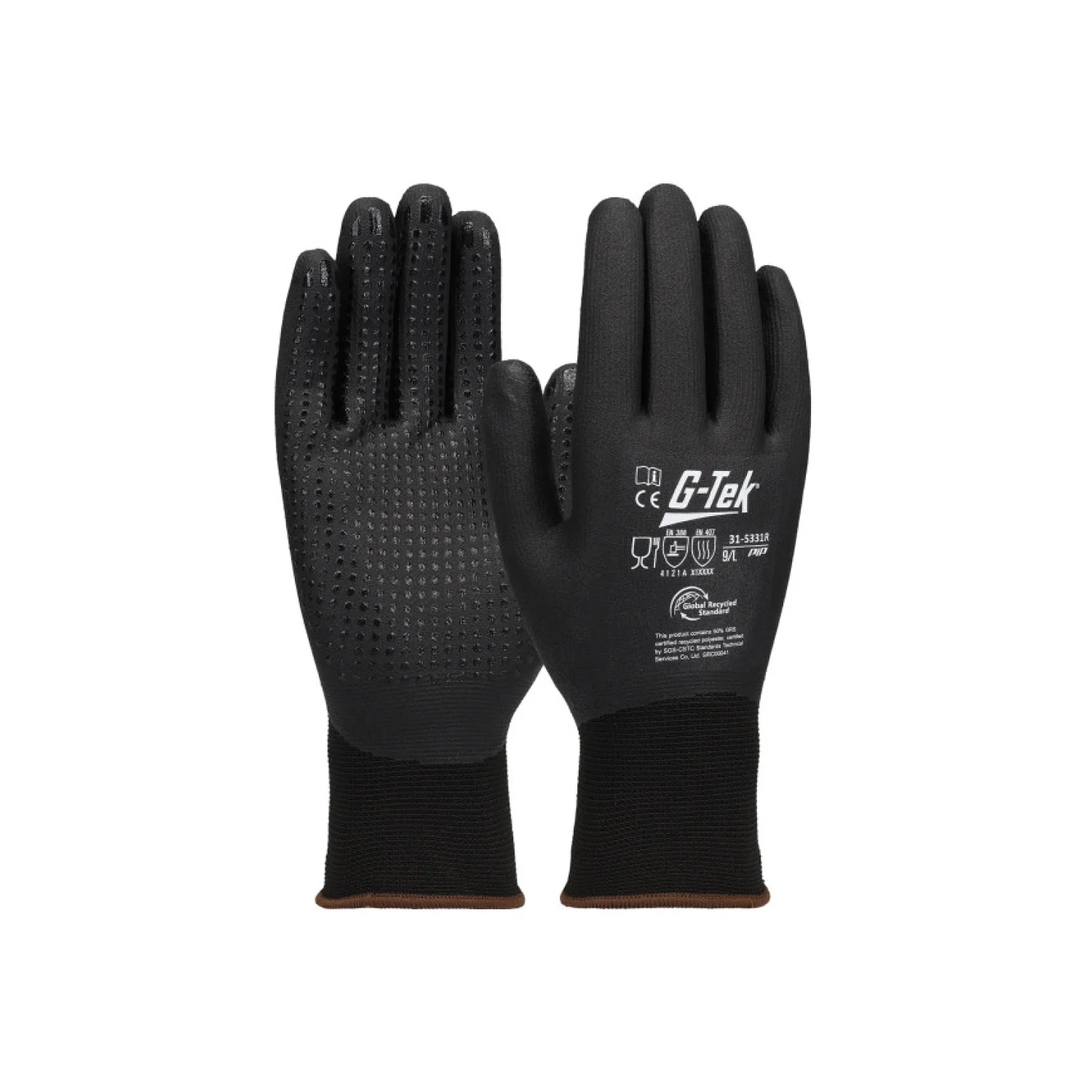 Gtek G-TEK 3RX 15G újrahasznosított poliészter/spandex, nitril teljesmártott munkavédelmi kesztyű fekete