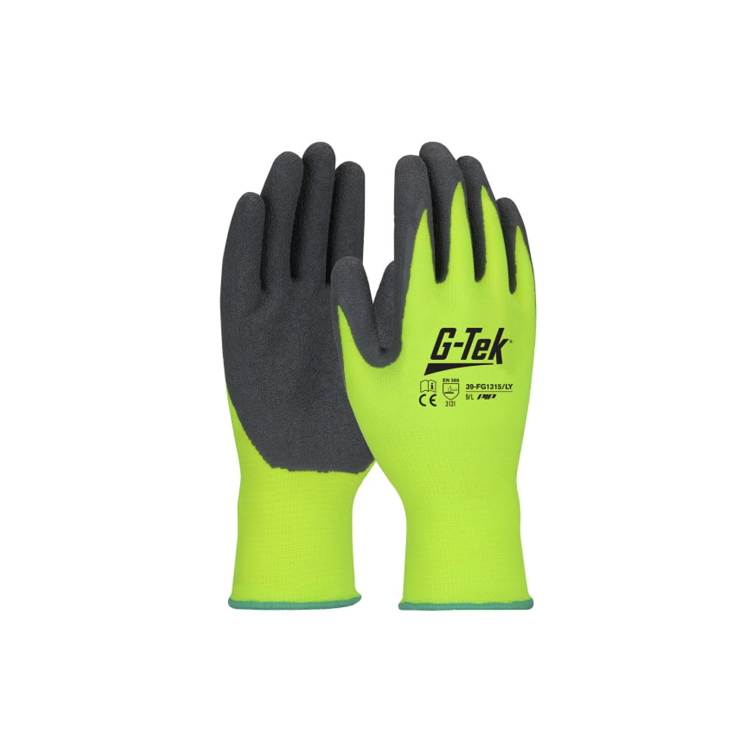 Gtek G-TEK nylon, latex tenyérmártott jól láthatósági munkavédelmi kesztyű szürke/sárga