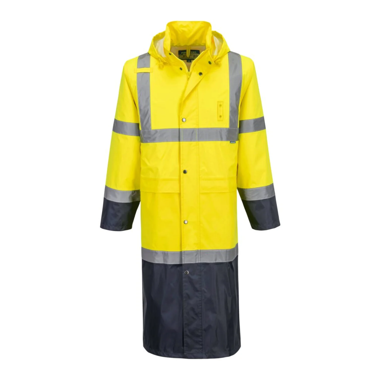 Portwest Hi-Vis Contrast Raincoat 122cm Sárga/Navy