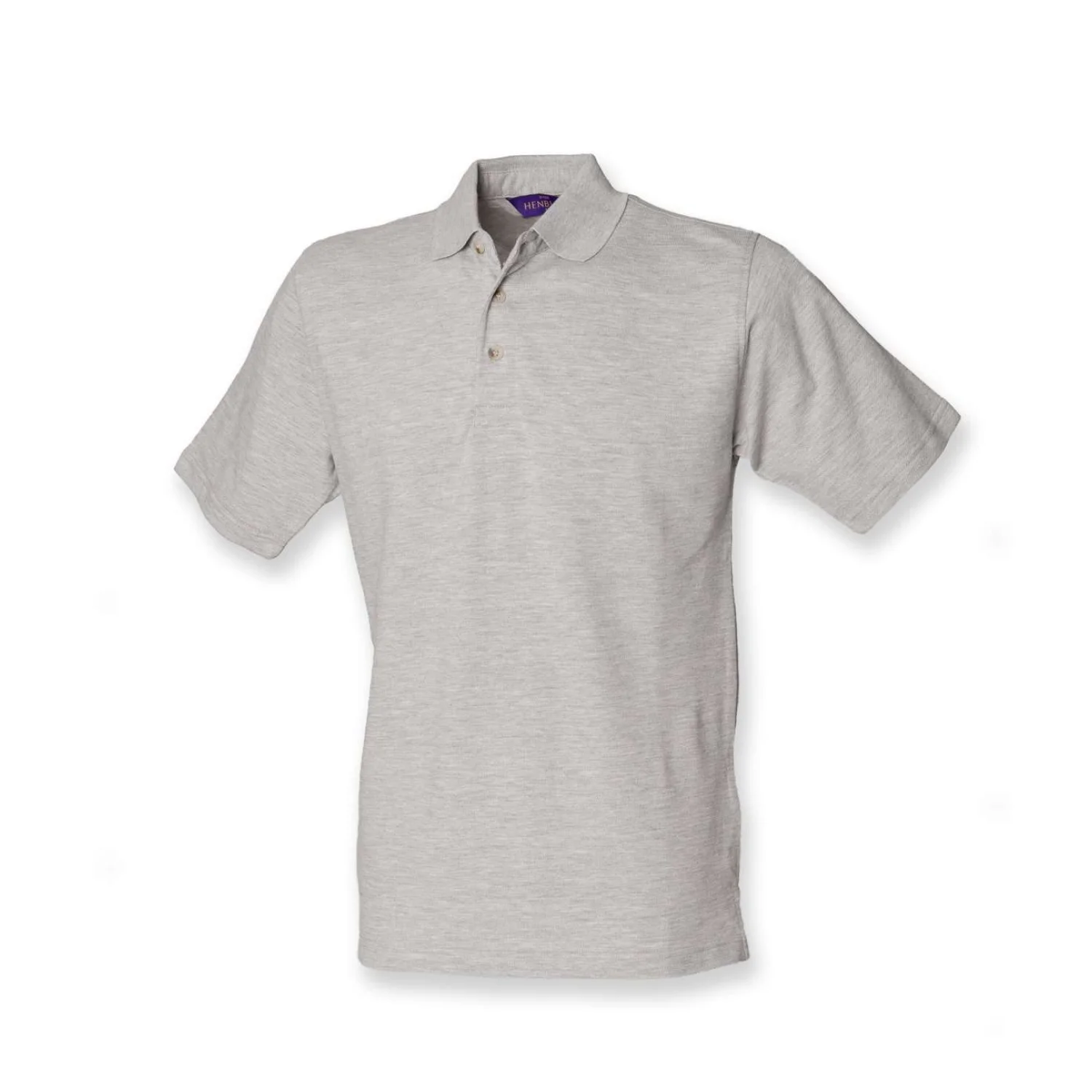 Henbury Férfi klasszikus pamut piqué galléros póló Heather Grey