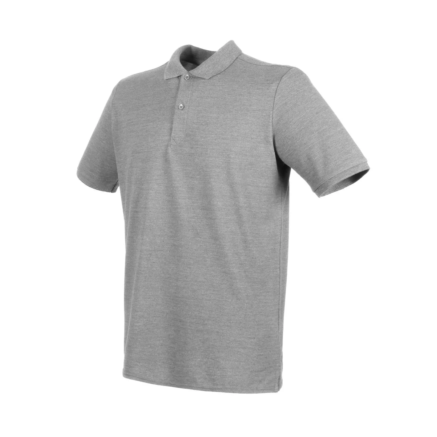 Henbury Férfi micro-fine pamut piqué galléros póló Heather Grey