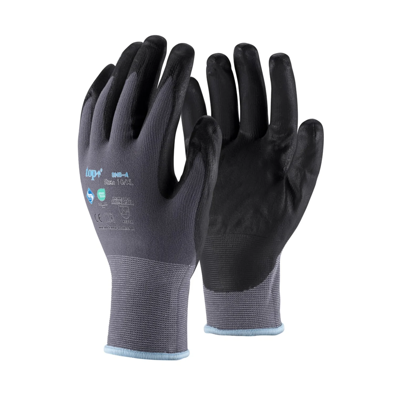 TOP Védőkesztyű TOP SNS-A, nylon és spandex alapanyag, nitril hab mártott