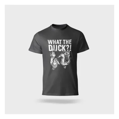 TOP Póló kereknyakú What The Duck felirattal, 100% pamut 190g/m2, szürke