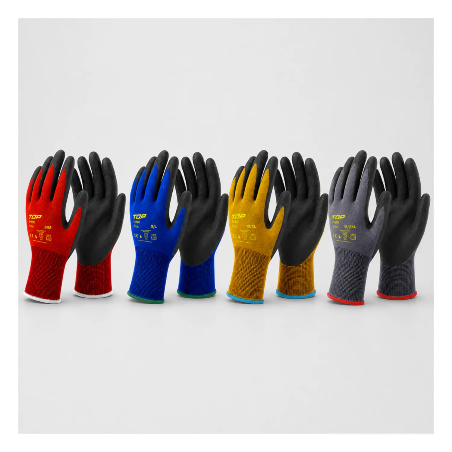 TOP Védőkesztyű TOP THBIO nylon + bio nylon + spandex, latex hab mártással