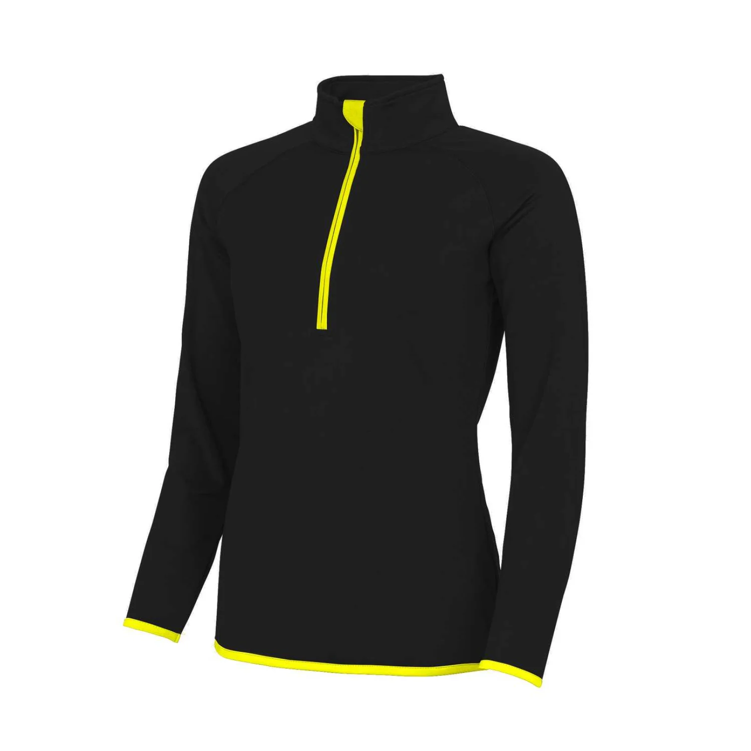Just Cool Női cool 1/2 cipzáras pulóver sportruházat Jet Black/Electric Yellow