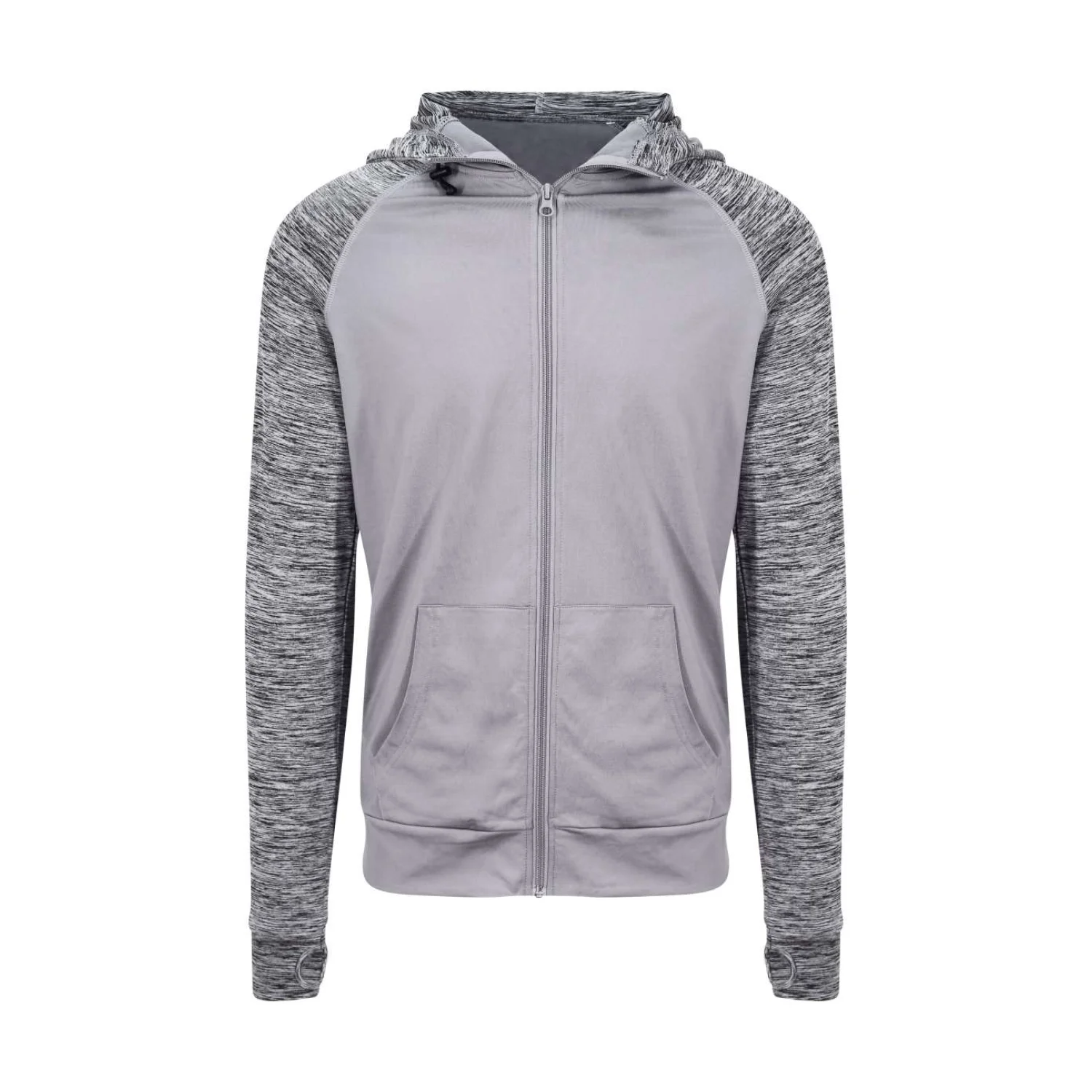 Just Cool Férfi cool kontrasztos cipzáras kapucnis pulóver sportruházat Grey/Grey Melange