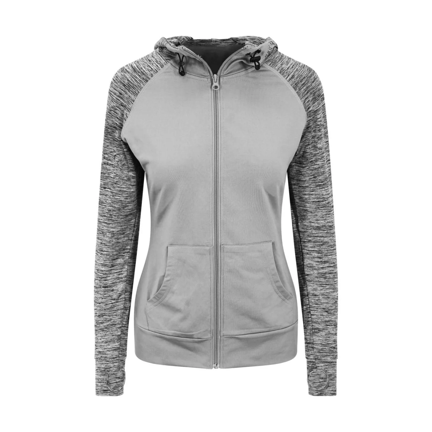 Just Cool Női cool kontrasztos cipzáras kapucnis pulóver sportruházat Grey/Grey Melange