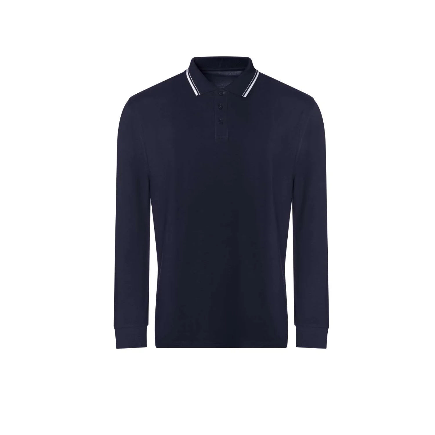 Just Polos Hosszú ujjú szegélyezett 100 póló Oxford Navy/White