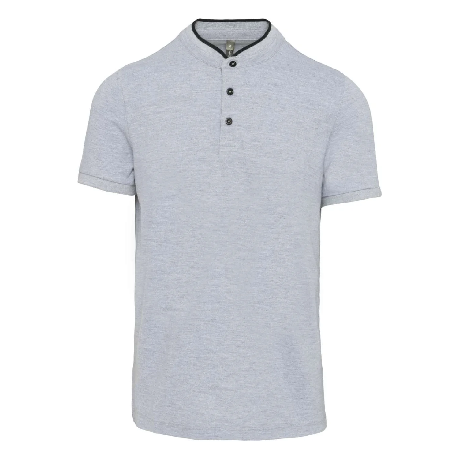 Kariban Férfi rövid ujjú galléros póló mandarin gallérral Oxford Grey/Black